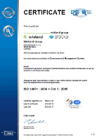 Certificate for Environmental Management System ISO 14001