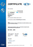 
Certificate for Quality Management System ISO 9001