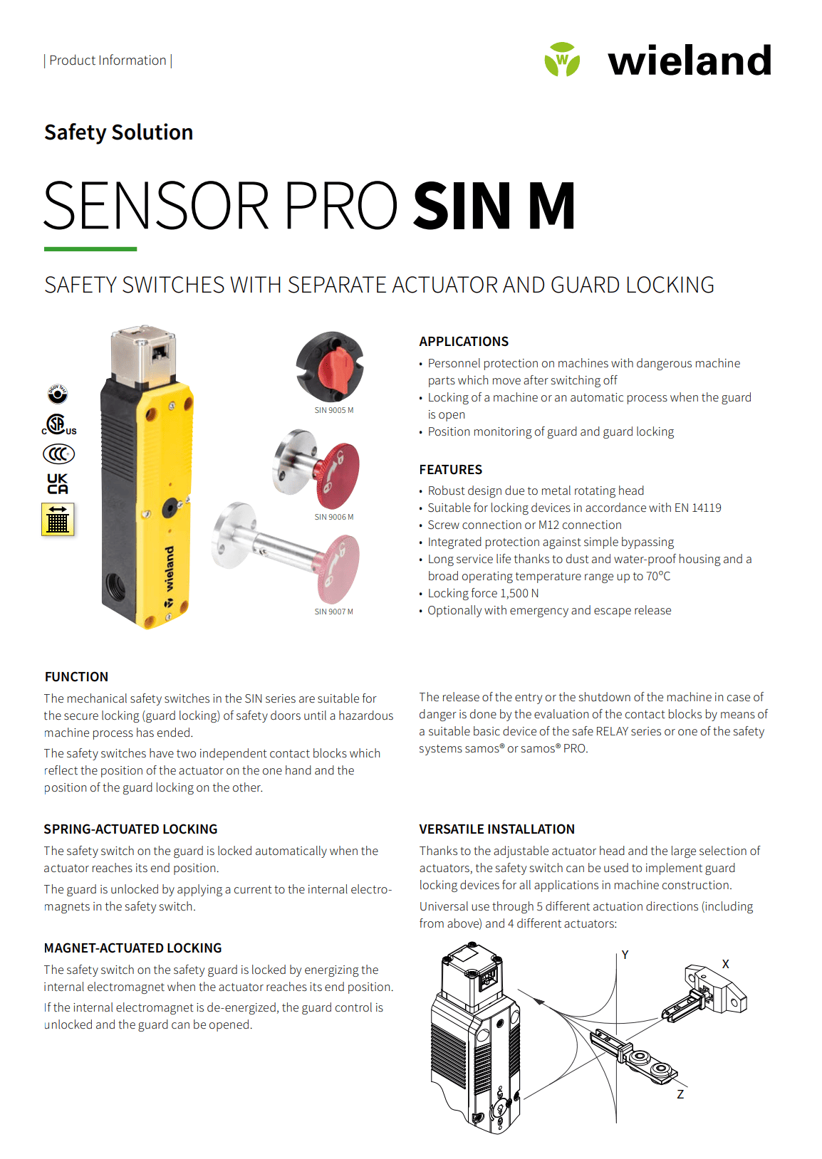 Sensor Pro SIN M Safety Switches (0894.1) - Wieland Electric Inc.